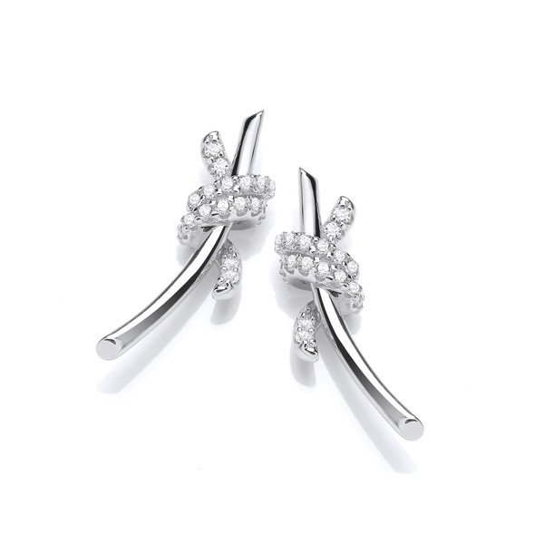 Silver & Cubic Zirconia Love Knot Earrings