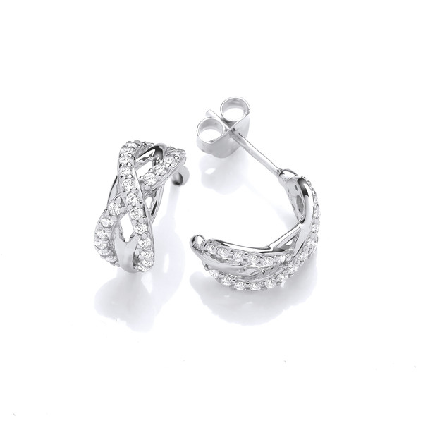 Silver & Cubic Zirconia Infinity Hoop Earrings