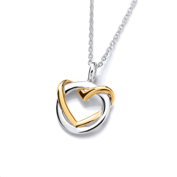 Silver & Gold Wrapped in Love Pendant with 16-18 Silver Chain