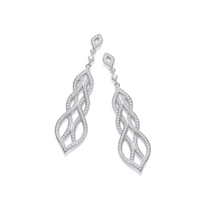 Silver & Cubic Zirconia Lattice Teardrop Earrings