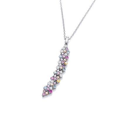 Silver & Pastel Rainbow Cubic Zirconia Necklace