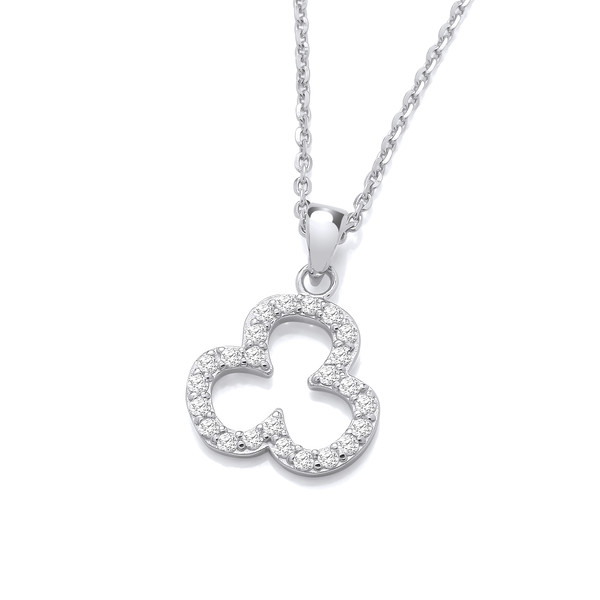Silver & Cubic Zirconia Vintage Clover Pendant without Chain