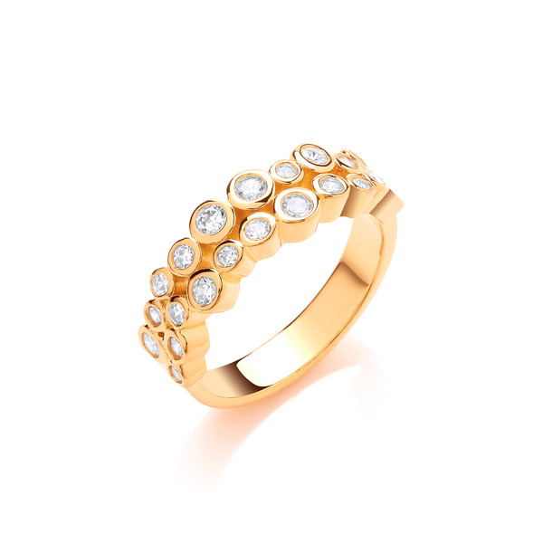 Slim Silver, Gold & Cubic Zirconia Bubbles Ring