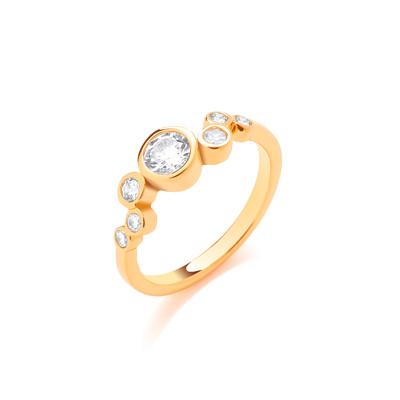 Silver, Gold & Cubic Zirconia Wavy Bubbles Ring