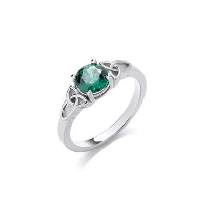 Silver & Emerald Cubic Zirconia Celtic Dreams Ring