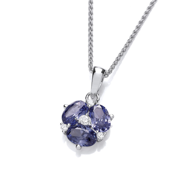 Silver & Tanzanite Cubic Zirconia Lily Pendant without Chain