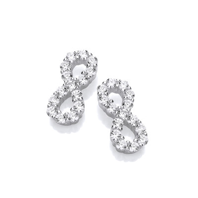 Silver and Cubic Zirconia Sparkle Infinity Earrings