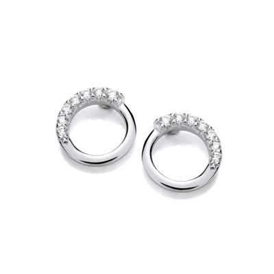Silver & Cubic Zirconia Sparkle Circle Earrings