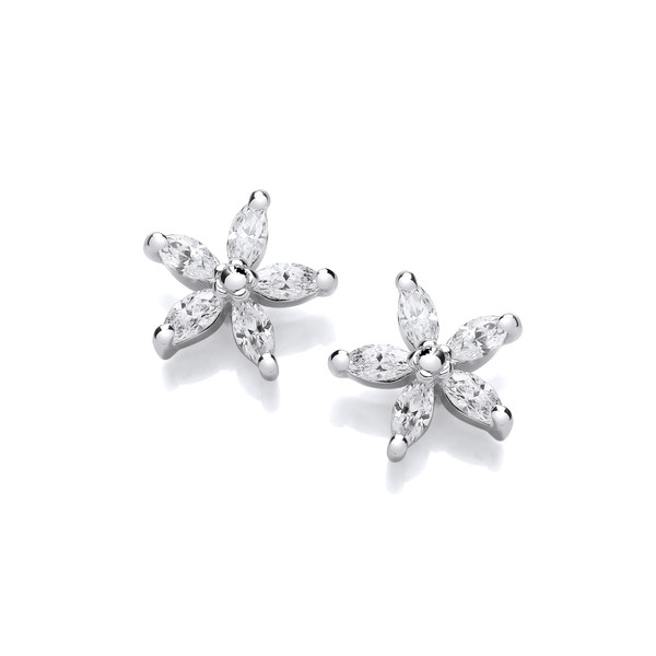 Silver & Cubic Zirconia Dainty Star Earrings