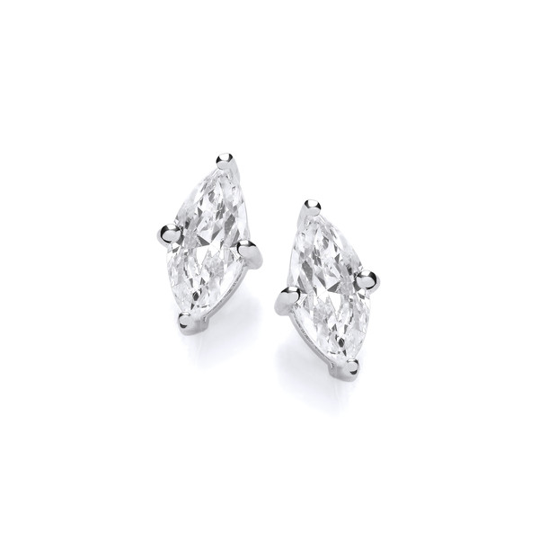 Simple Silver & Marquise Cubic Zirconia Earrings