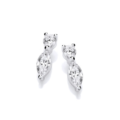 Silver & Cubic Zirconia Marquise Teardrop Earrings