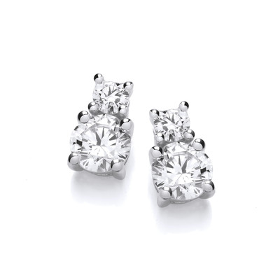 Silver & Cubic Zirconia Double Cushion Earrings