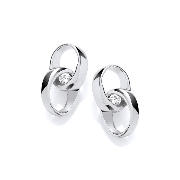 Silver & Cubic Zirconia Links Earrings