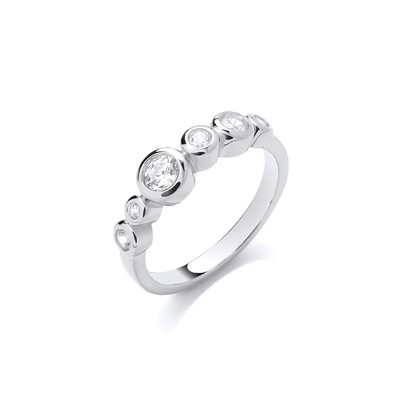 Silver & Cubic Zirconia Row of Bubbles Ring