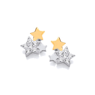 Silver, Gold & Cubic Zirconia Starry Night Earrings