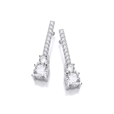 Silver & Cubic Zirconia Elegant Drop Earrings