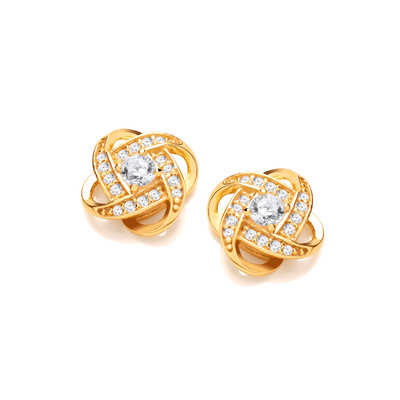 Silver, Gold & Cubic Zirconia Celtic Knot Earrings