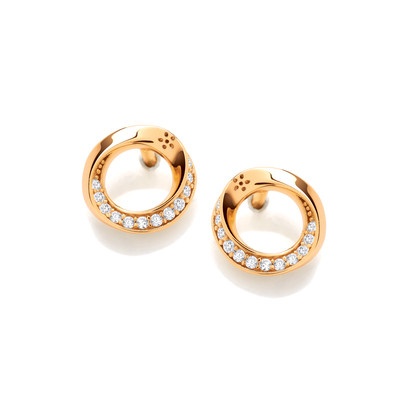Silver, Gold & Cubic Zirconia Celia Circle Earrings