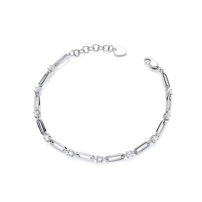 Silver & Cubic Zirconia Paperchain Bracelet