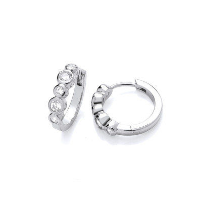 Silver & Cubic Zirconia Bubbles Huggie Earrings