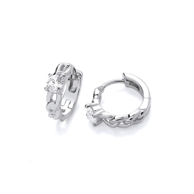Silver & Cubic Zirconia Infinity Huggie Earrings
