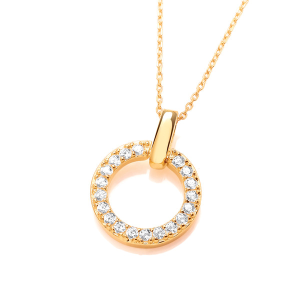 Silver, Cubic Zirconia & Gold Cirque Pendant without Chain
