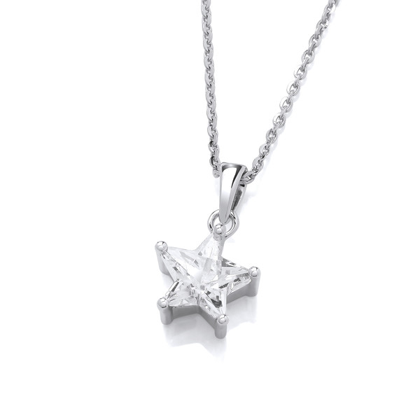 Silver & Cubic Zirconia Bright Star Pendant without Chain