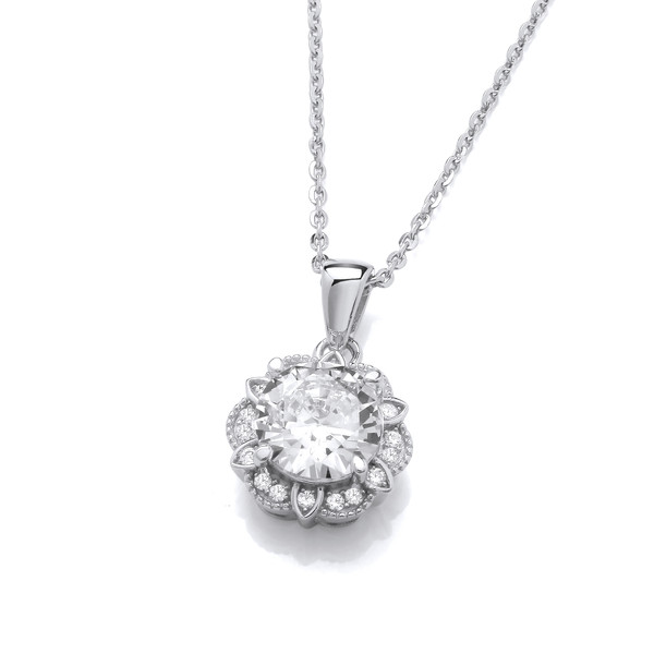 Silver & Cubic Zirconia Recency Pendant without Chain