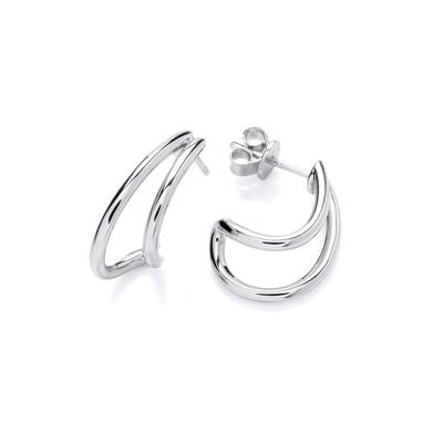 Silver Curled Hoop Earrings