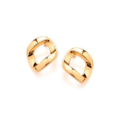 Gold Plated Silver Wavy Open Diamond Earrings