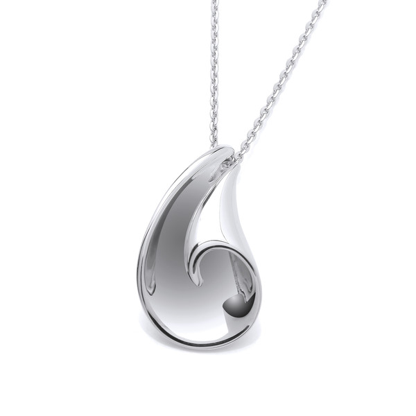 Silver Folded Curl Pendant without Chain